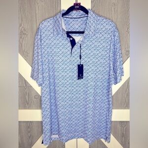 281. NWT Maelreg Golf Blue Performance Tour Golf Polo Shirt Mens XL